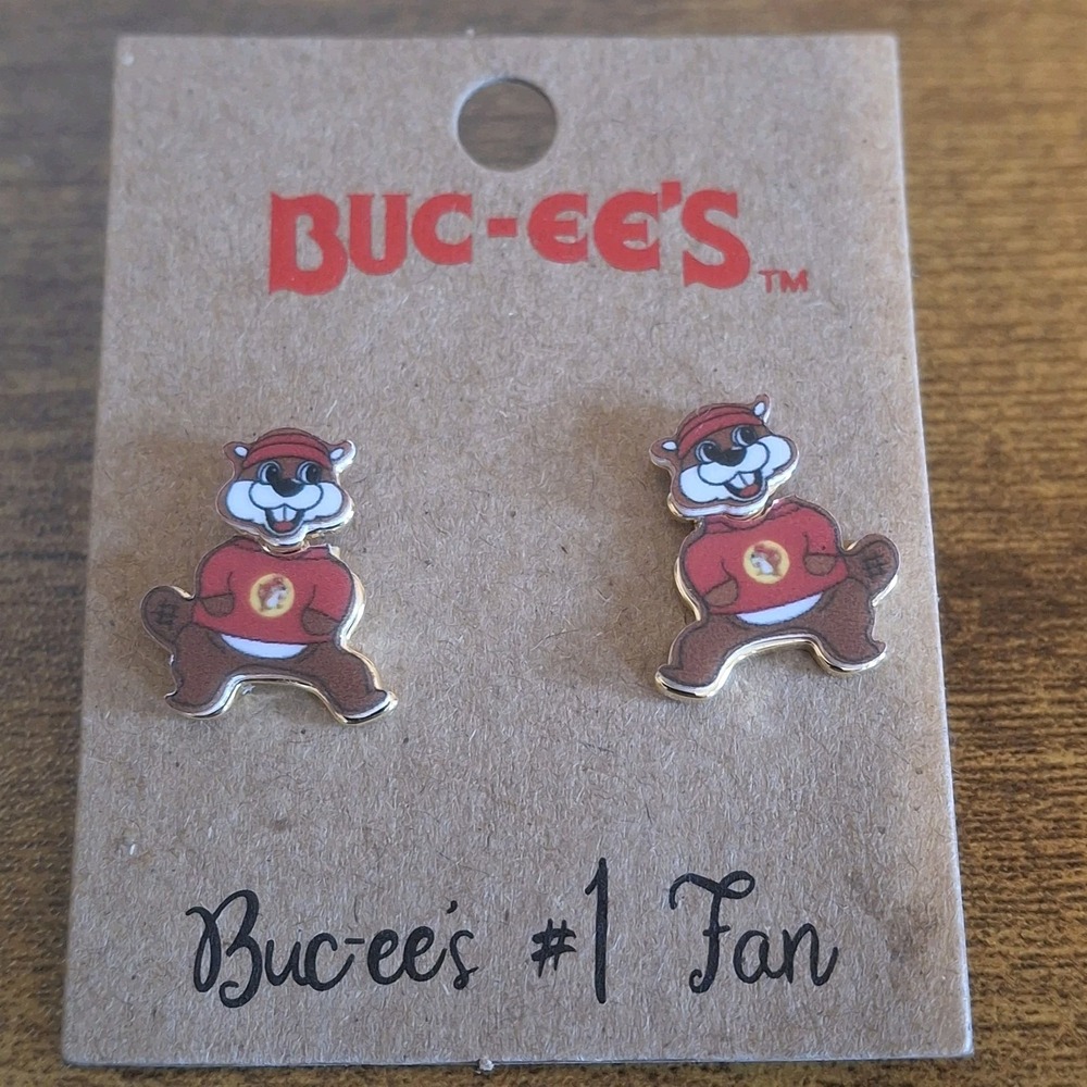 Buc-ee's #1 Fan Articulated "Wiggle" Earrings Bobblehead‎ Style Dangle Studs New
